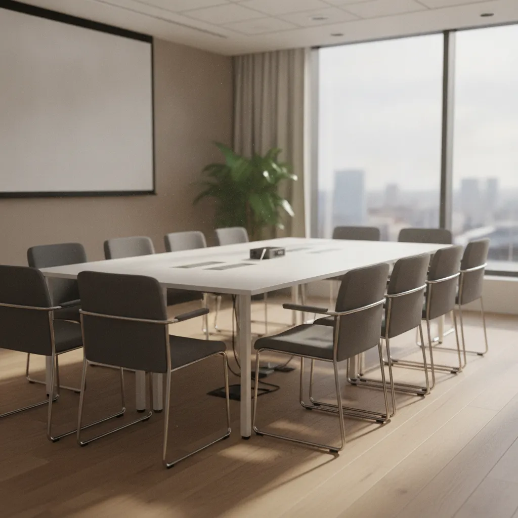 Salle de réunion avec chaises disposées en rangées